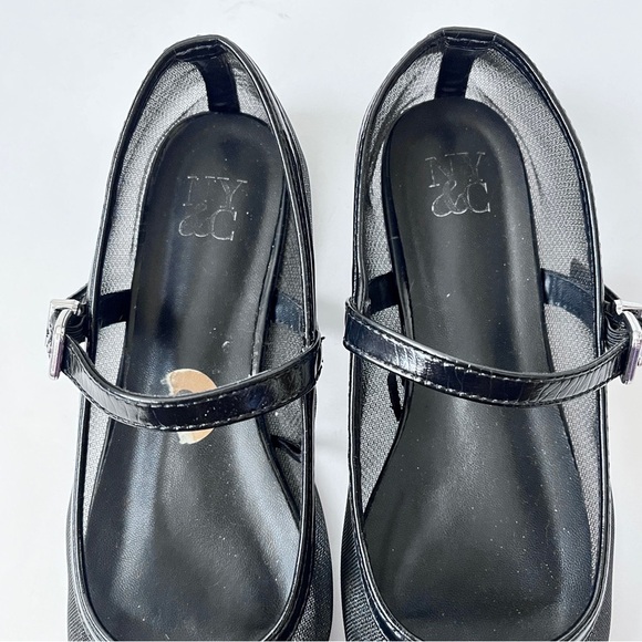 NY&CO Black Minimalist Mesh Patent Leather Mary Jane Ballet Flats Size 8 - Picture 14 of 16